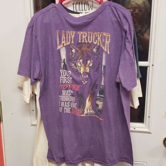 Lady Trucker " Your 1st Mistake Was Thinking I was 1 of the Sheep" szXL GUC - Picture 3 of 5